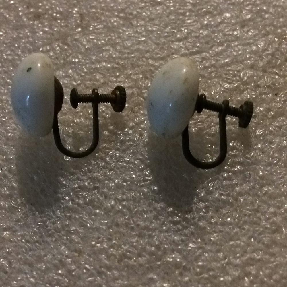Antique glass screw back earrings